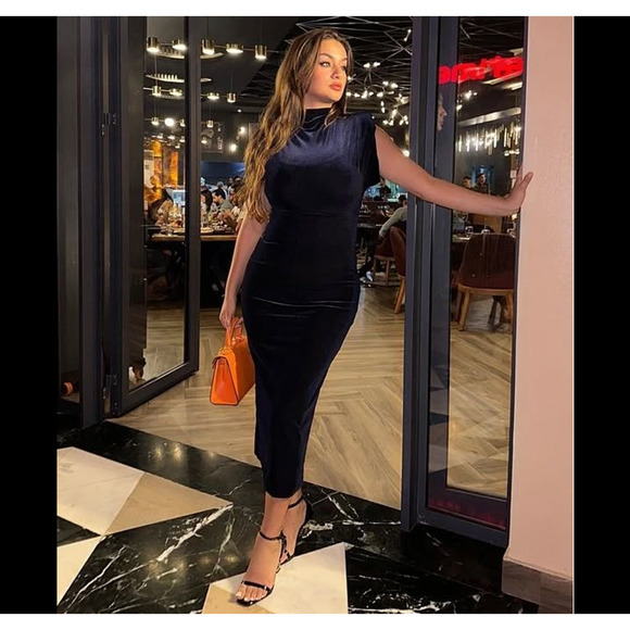 RARE!!! ZARA BLOGGER FAVE! High Collar Midi Dress NWT - Picture 12 of 16